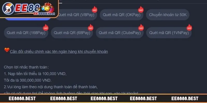 Nạp tiền EE88 bằng thẻ cào